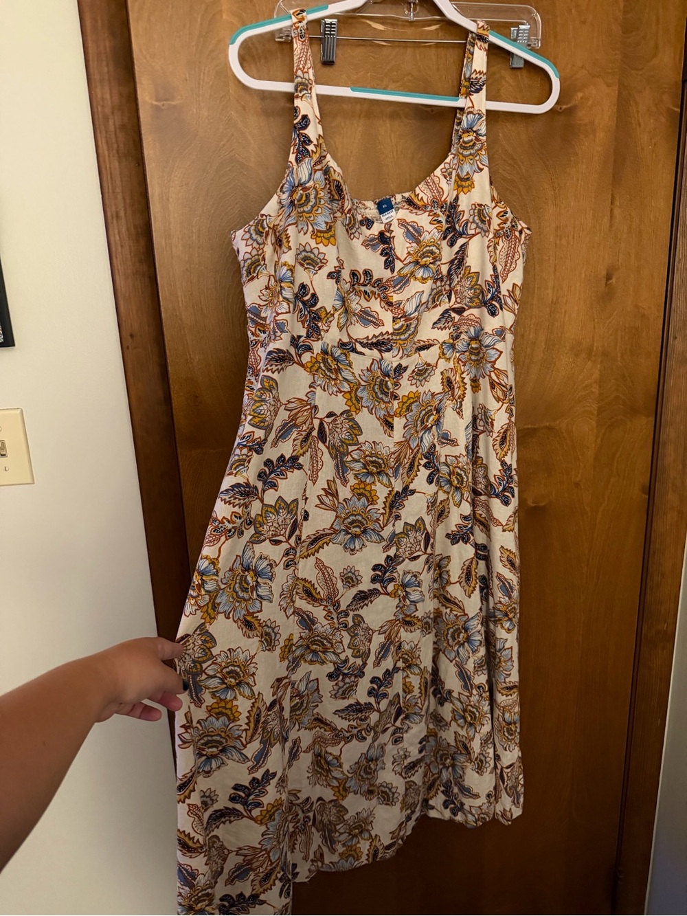 Old Navy Floral Midi Dress in Cream, Blue and Mustard
